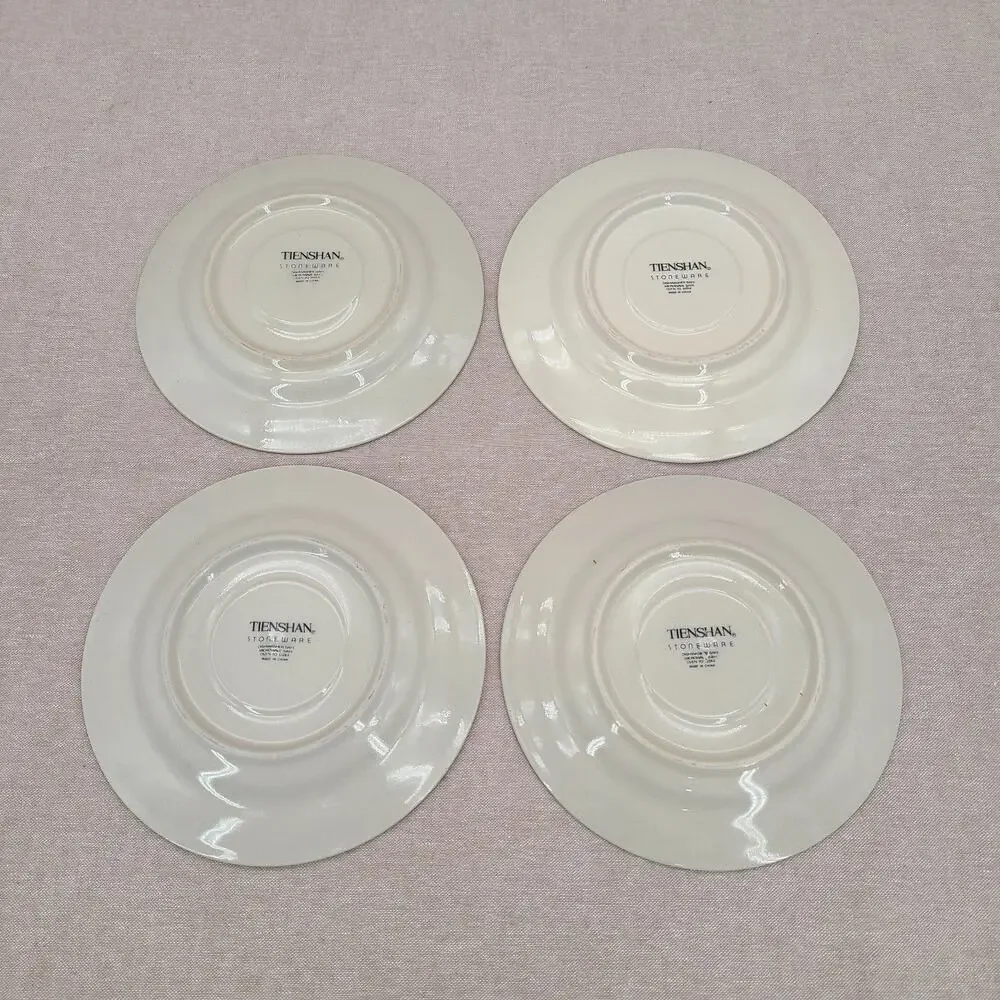 Vintage Tienshaw Stoneware Theodore Country Bear saucer, Set of 4